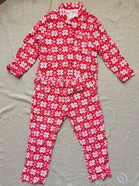 Hanna Andersson Christmas Snowflake Pajamas Red White Adult XL